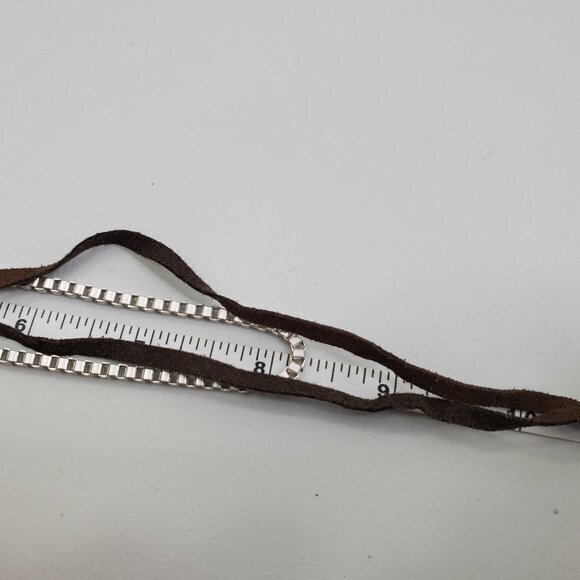 Boho‎ Necklace Choker Suede Brown Silver Tone Faux - Picture 6 of 7